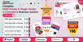 Ready ecommerce v1.1.3 – Complete Multi Vendor e-Commerce Mobile App, Website, Rider App with Seller App