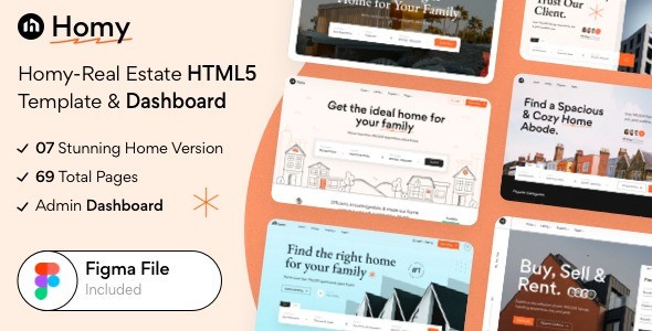 Homy v1.0 Real Estate HTML5 Template & Dashboard + Figma File