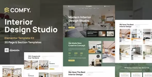 Comfy ? Interior Design Studio & Architecture WordPress Elementor Template Kit
