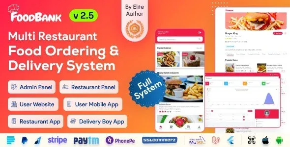 FoodBank Multi Restaurant v3.0 Food Delivery App | Restaurant App with Admin & Restaurant Panel