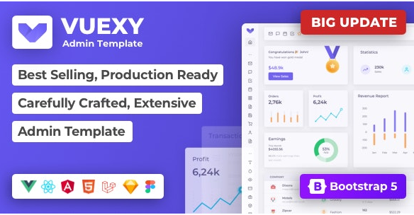 Vuexy - Vuejs, Nuxt, Next.js, HTML, Laravel, Asp.Net & Django Admin Dashboard Template